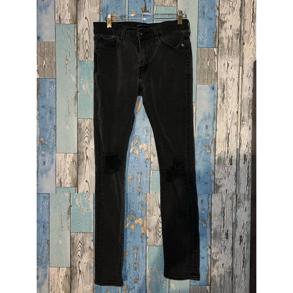 RARE LEVIS BLACK DISTRESSED JEANS - Picture 1 of 2